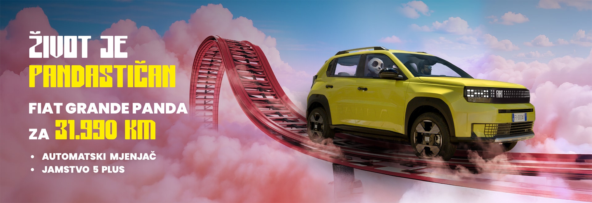 Život je pandastičan – posebno uz novu Fiat Grande Pandu, koja donosi svježinu u svijet gradske mobilnosti. image
